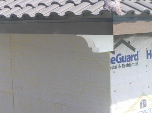 Foam Corbels being installed pror to Stucco