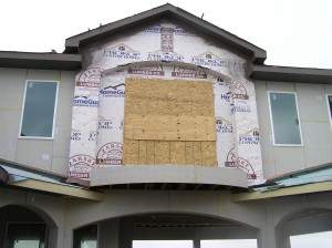 Balcomy overlooking PoolRock- Paper area Stucco-Hardie area