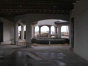 Courtyard looking to front, Hardie area ready to sheetrock