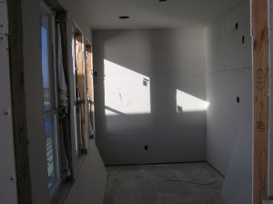 Sheetrock in bunkroom