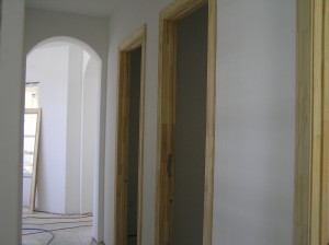 Trim installed in hallway near Pantry