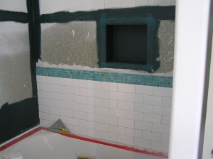 Tile installed in Shared Bath, not grouted yet