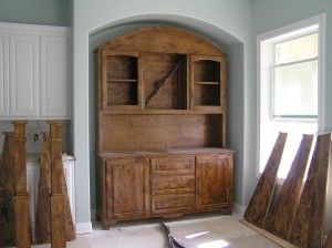 Stair Treads being Stained, Hutch Stained