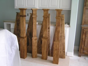 Railing Post being Stained