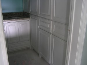 Doors on cabinets in Bunk Bath
