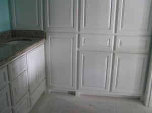 Doors on cabinets in Bunk Bath