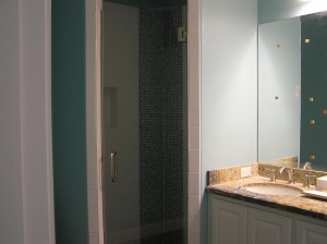 Shower glass and Mirror in Bunkroom Bath