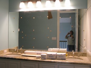 Shower glass and Mirror in Bunkroom Bath