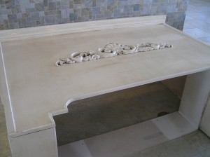Range Vent Hood Cabinet painted with glaze finish