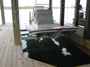 Shallow Sport on Boat Lift in Dock